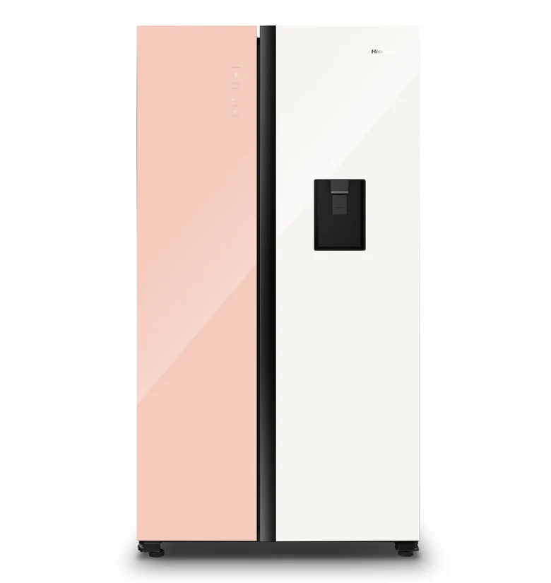 Hisense 508L Pink & White No Frost Side By Side Fridge + Water Dispenser (Model No: H670SDP-WD)