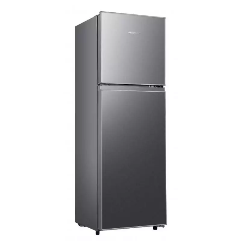 Hisense Refrigerator 154L Double Door Top Freezer Energy Class A LED Lighting Reversible Door Tempered Glass Titanium Silver H225TTS1
