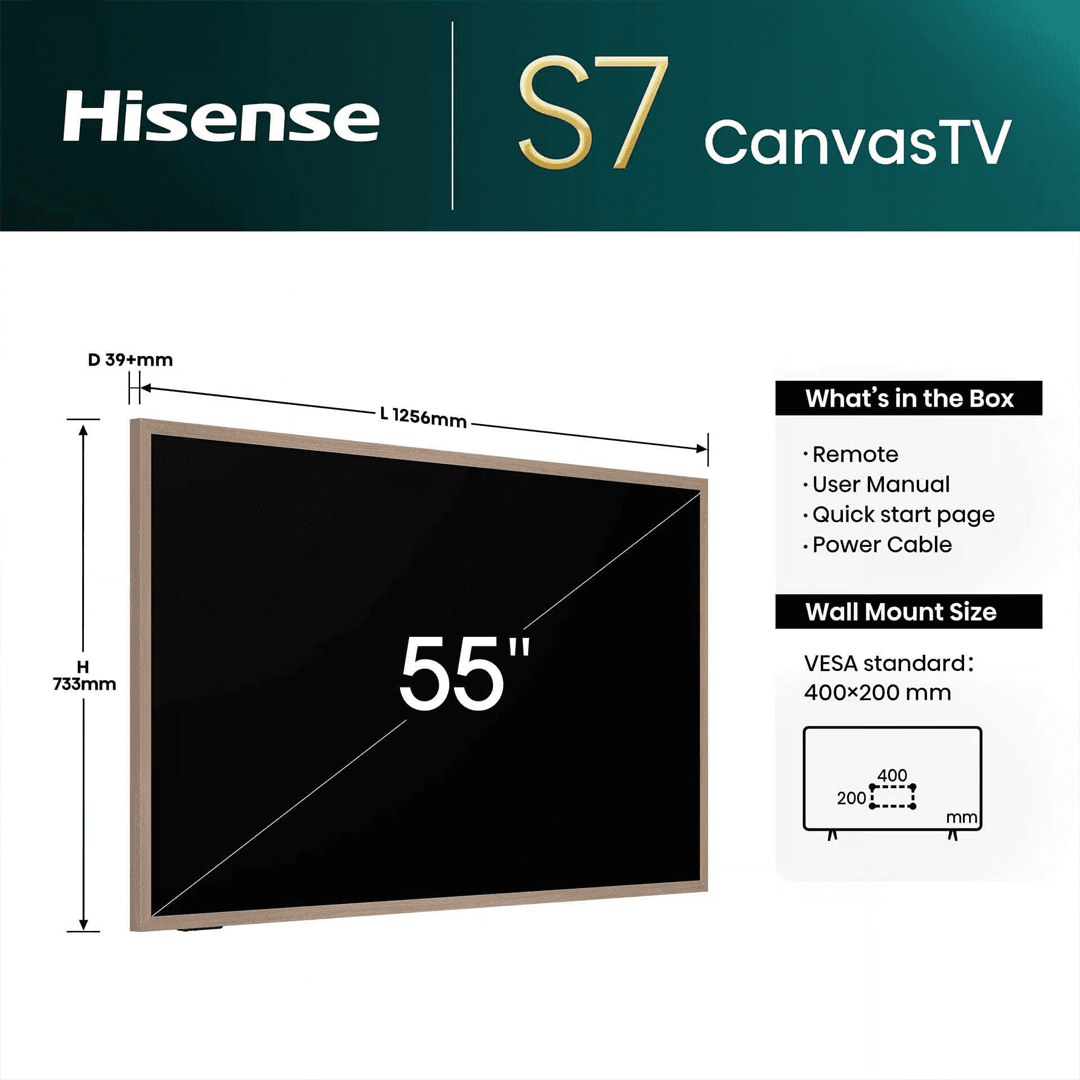 Hisense 55" Canvas TV | Smart 4K QLED VIDAA OS (Model No: 55S7N)