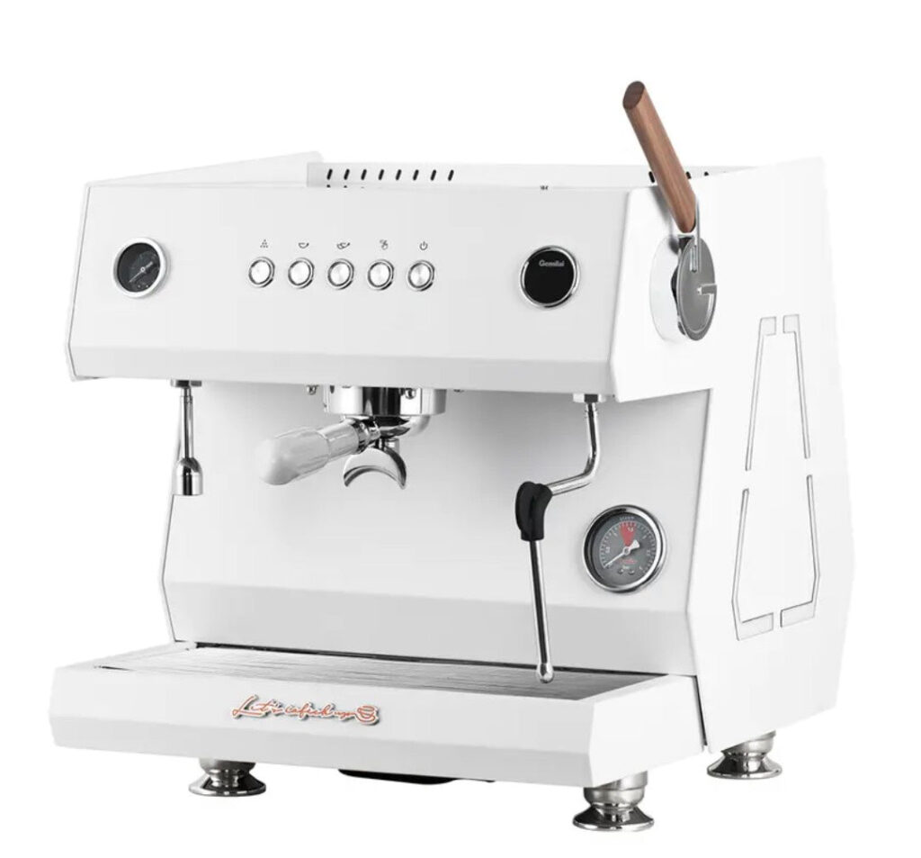 CRM3111 white commercial espresso machine with dual boilers and PID temperature control