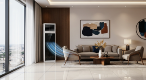 Midea 24000 BTU Inverter Pillar Floor Standing AC (Model No: MFYA400-24CRFN1-QBSW)